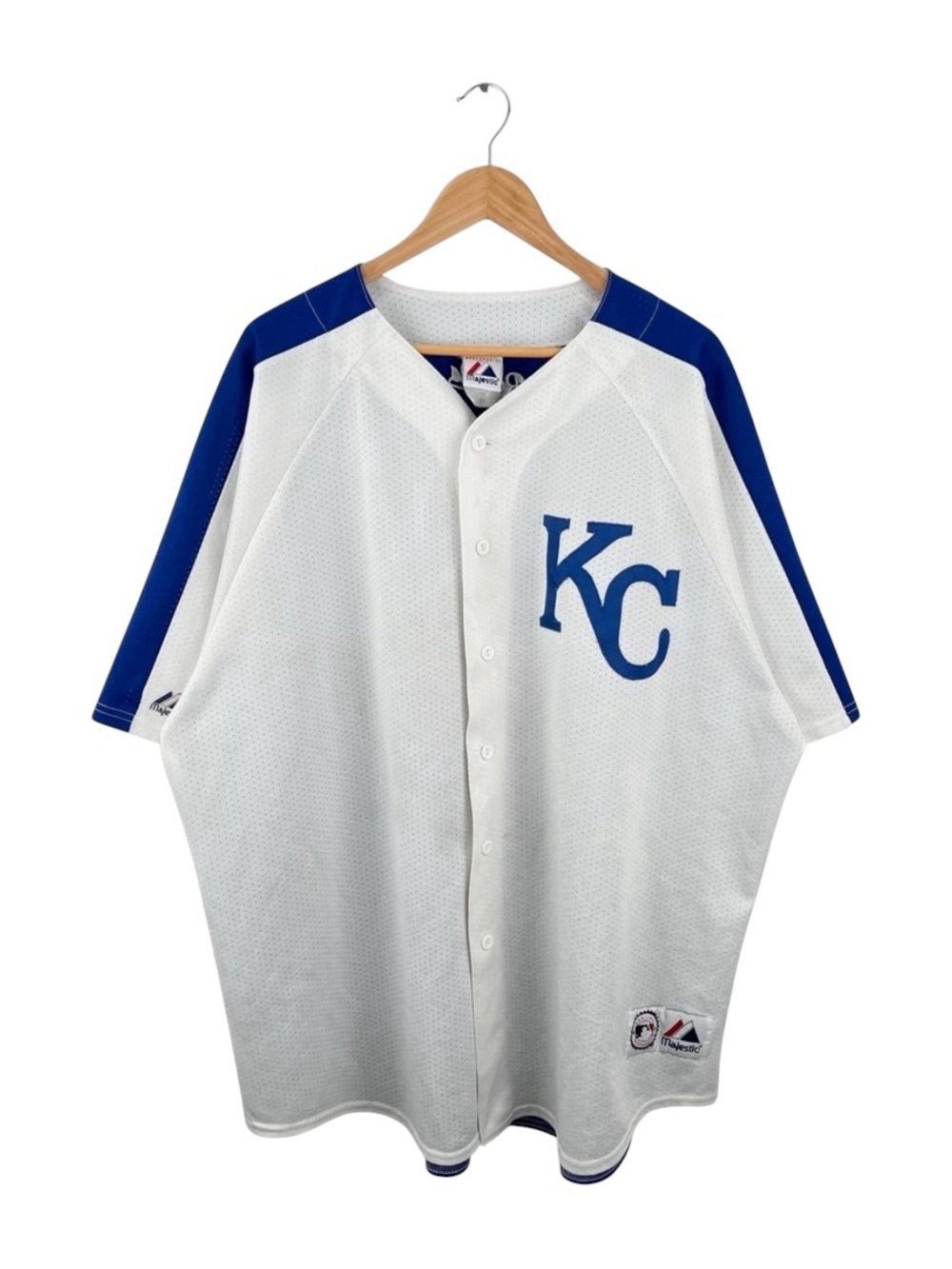 Vintage Kansas City Royals Baseball Jersey White Stitched MLB Majestic Size 3XL